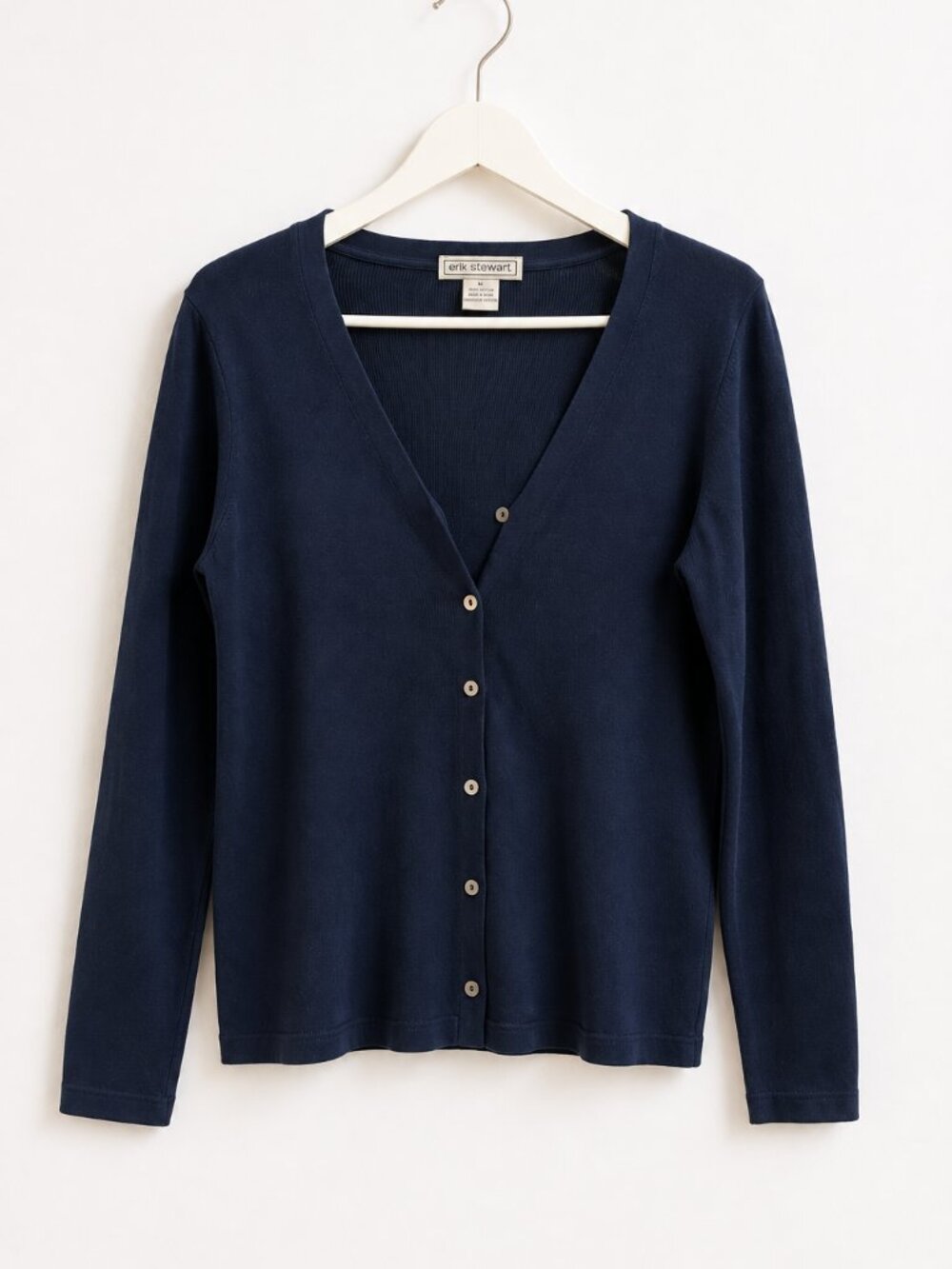Erik Stewart Navy Blue Cotton Cardigan Size XL